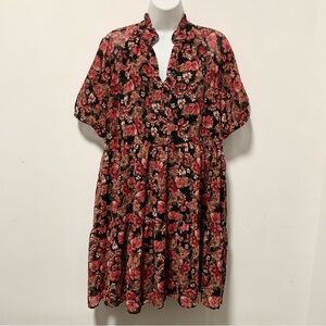 1.State Short Sleeve Bodidoll Mini Sundress with Mandarin Collar Size L.